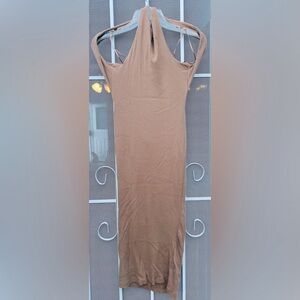 Olivaceous Brown Halter, Backless bodycon ribbed midi dress. Never Used